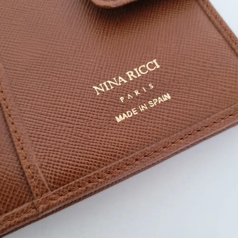 Nina Ricci Brown Wallet Compact Kisslock Bifold Retro Vintage Made Spain Designe